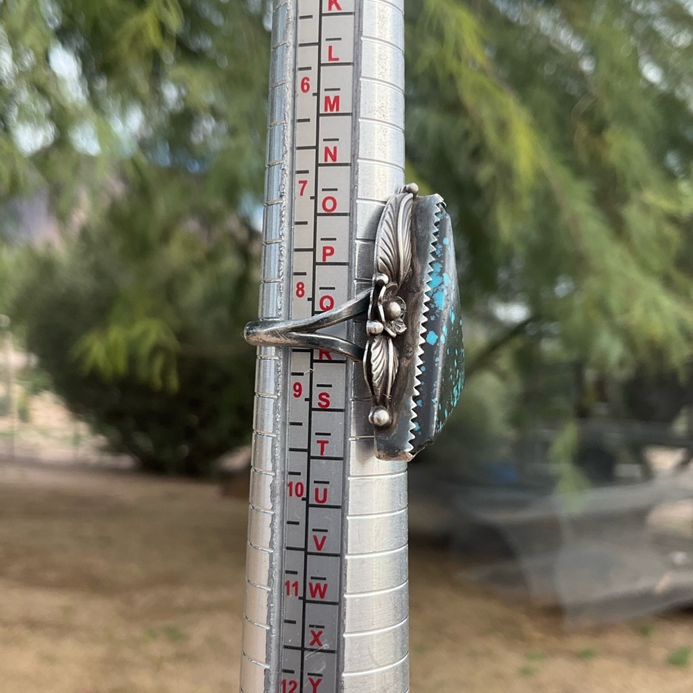 Native American Turquoise Triangle Ring - image 8